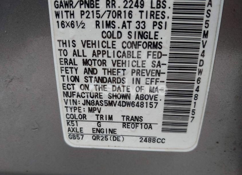 Photo 9 of 2013 Nissan Rogue S (VIN JN8AS5MV4DW648157)