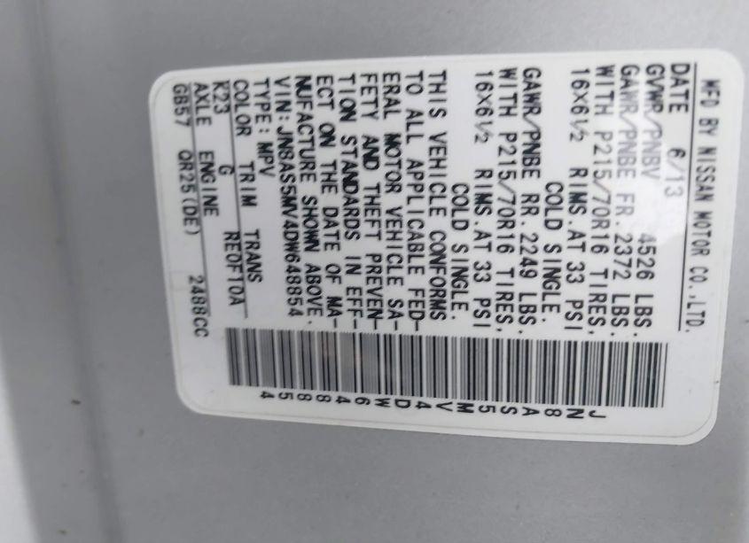 Photo 9 of 2013 Nissan Rogue S (VIN JN8AS5MV4DW648854)