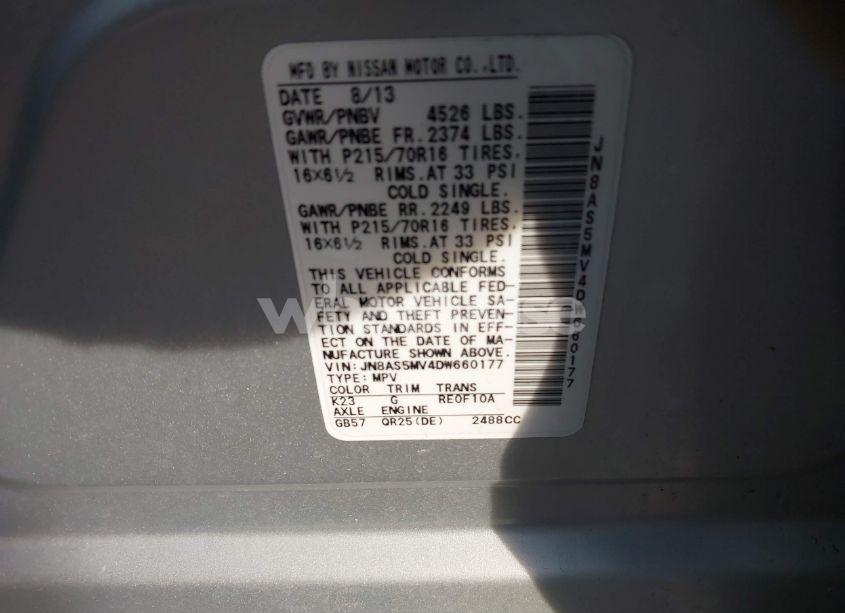 Photo 9 of 2013 Nissan Rogue S (VIN JN8AS5MV4DW660177)