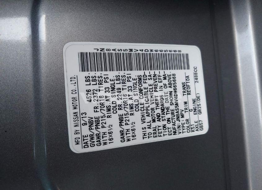 Photo 9 of 2013 Nissan Rogue S (VIN JN8AS5MV4DW665668)