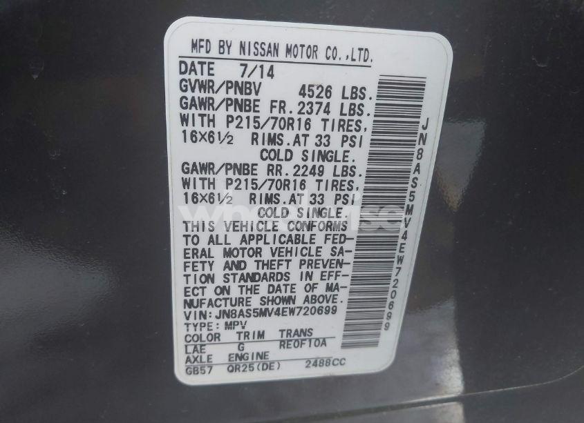 Photo 9 of 2014 Nissan Rogue SELECT S (VIN JN8AS5MV4EW720699)