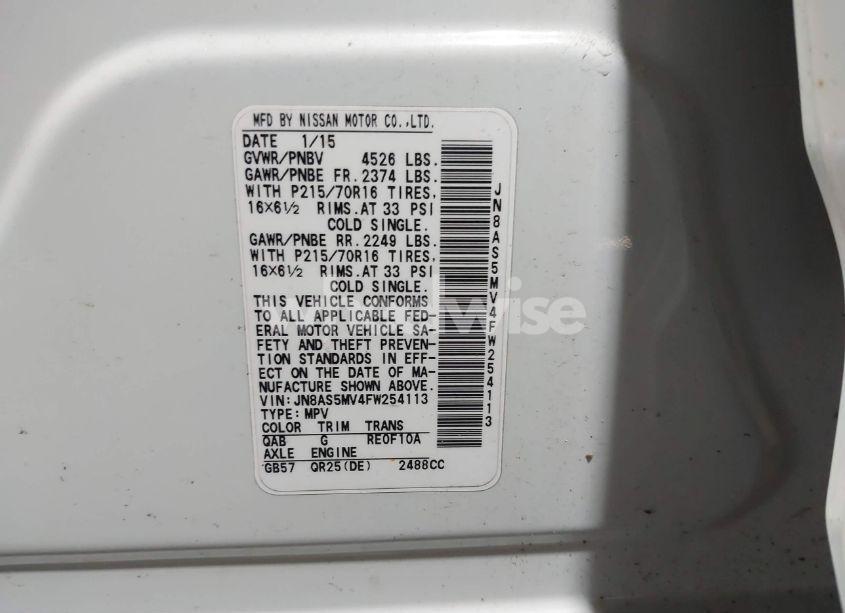 Photo 9 of 2015 Nissan Rogue SELECT S (VIN JN8AS5MV4FW254113)