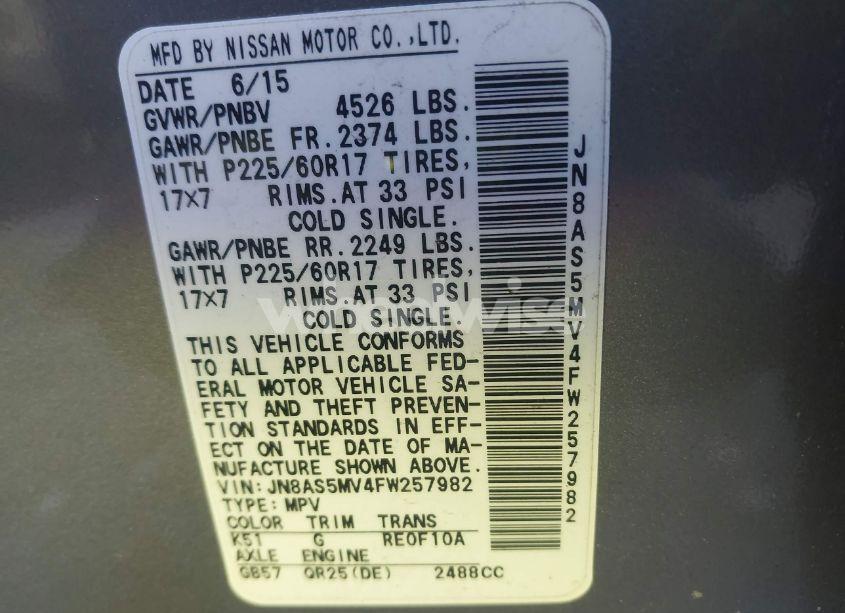 Photo 9 of 2015 Nissan Rogue SELECT S (VIN JN8AS5MV4FW257982)