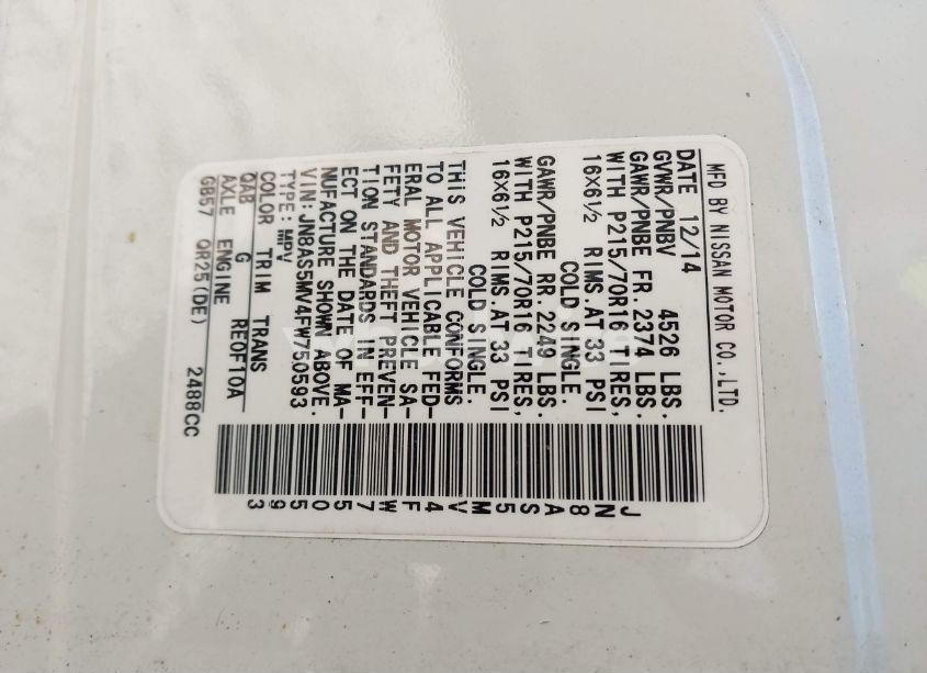 Photo 9 of 2015 Nissan Rogue SELECT S (VIN JN8AS5MV4FW750593)