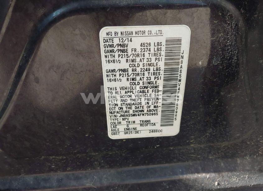 Photo 9 of 2015 Nissan Rogue SELECT S (VIN JN8AS5MV4FW750965)