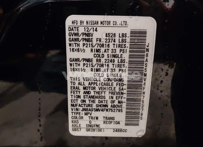 Photo 9 of 2015 Nissan Rogue SELECT S (VIN JN8AS5MV4FW752795)