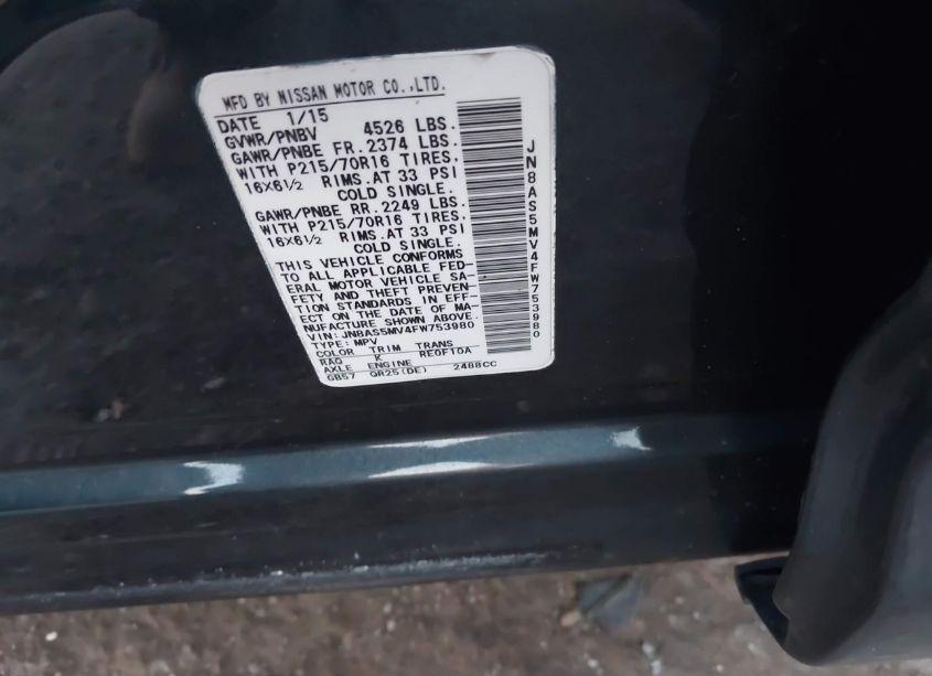 Photo 9 of 2015 Nissan Rogue SELECT S (VIN JN8AS5MV4FW753980)