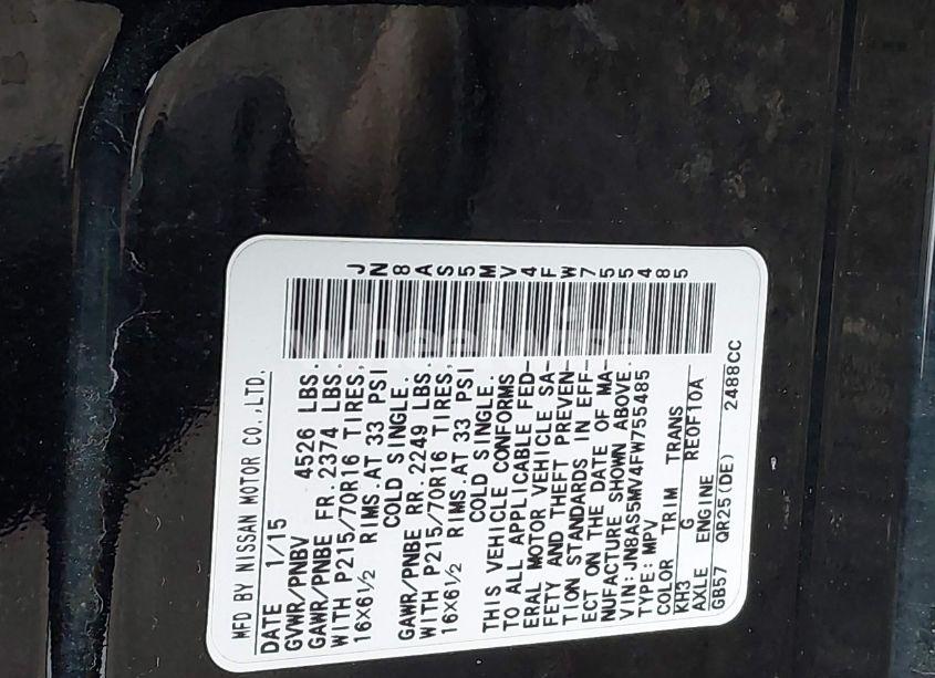 Photo 9 of 2015 Nissan Rogue SELECT S (VIN JN8AS5MV4FW755485)