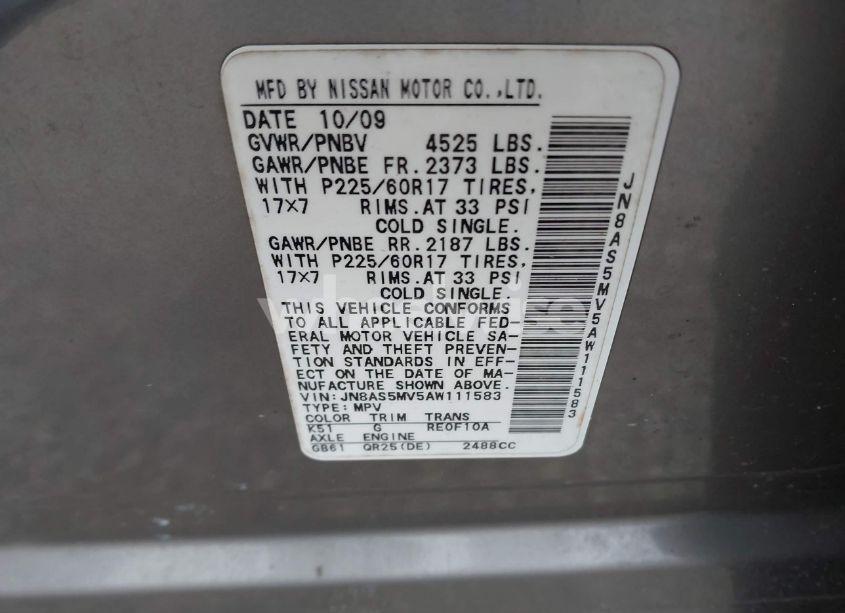 Photo 9 of 2010 Nissan Rogue SL (VIN JN8AS5MV5AW111583)