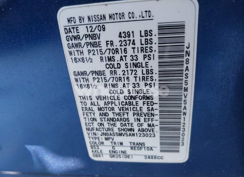 Photo 9 of 2010 Nissan Rogue S (VIN JN8AS5MV5AW123023)