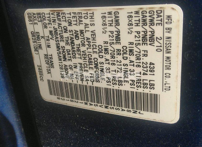 Photo 9 of 2010 Nissan Rogue S (VIN JN8AS5MV5AW128139)