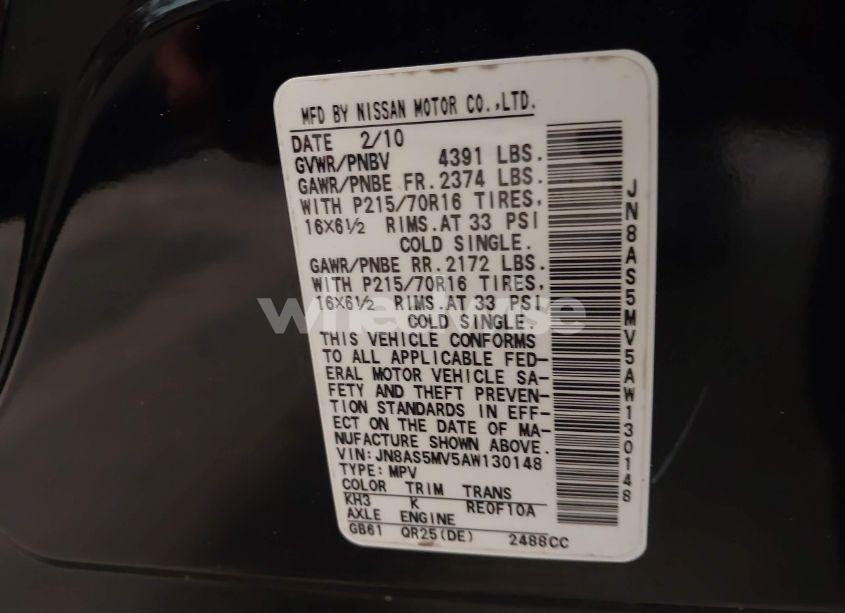 Photo 9 of 2010 Nissan Rogue S (VIN JN8AS5MV5AW130148)