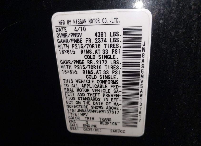 Photo 9 of 2010 Nissan Rogue S (VIN JN8AS5MV5AW137617)