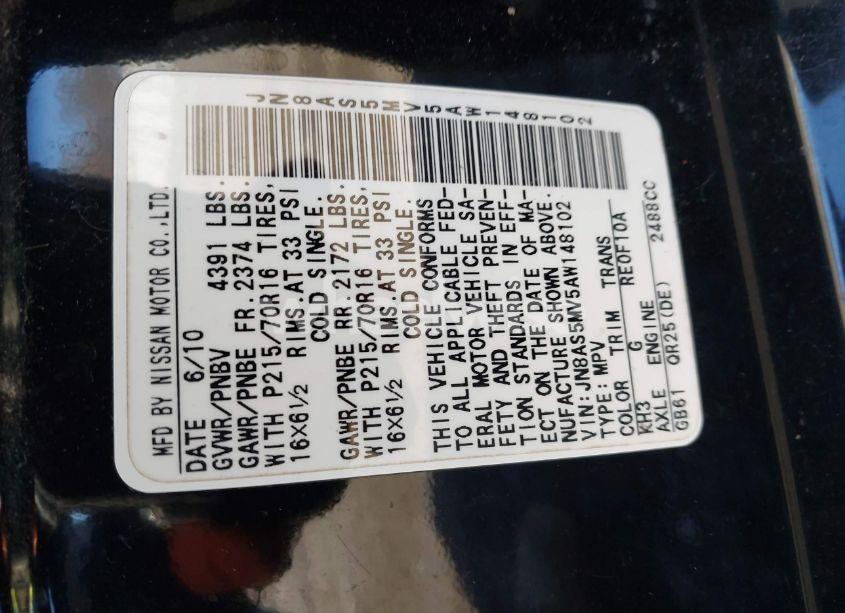 Photo 9 of 2010 Nissan Rogue S (VIN JN8AS5MV5AW148102)