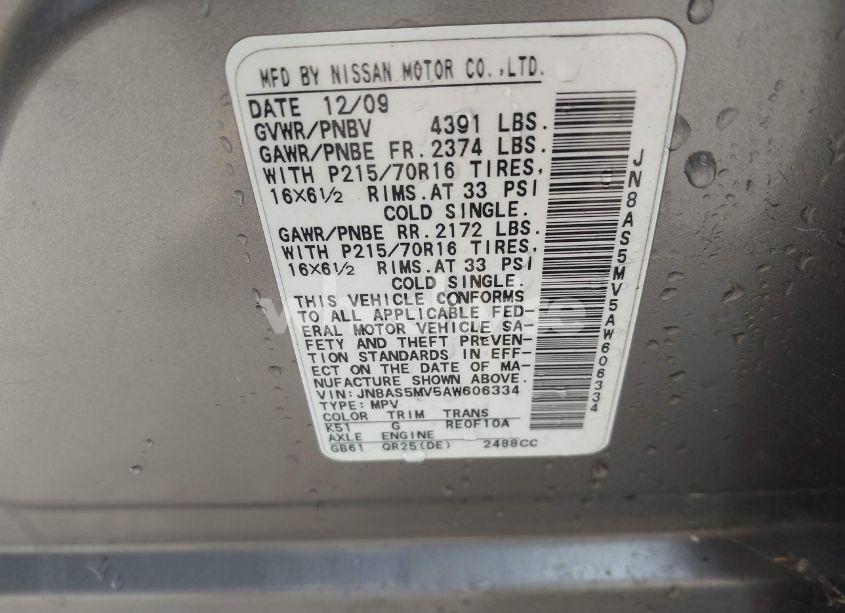 Photo 9 of 2010 Nissan Rogue S (VIN JN8AS5MV5AW606334)