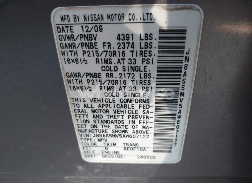 Photo 9 of 2010 Nissan Rogue S (VIN JN8AS5MV5AW607127)