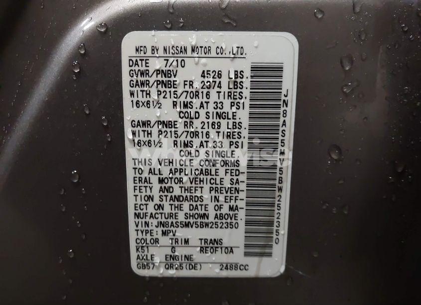 Photo 9 of 2011 Nissan Rogue S (VIN JN8AS5MV5BW252350)