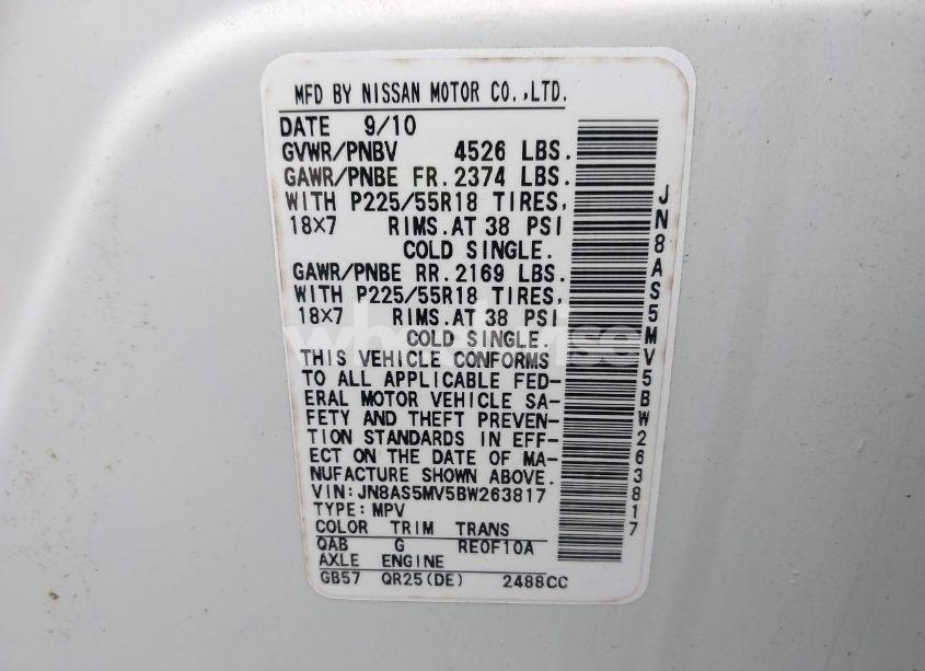 Photo 9 of 2011 Nissan Rogue SV (VIN JN8AS5MV5BW263817)