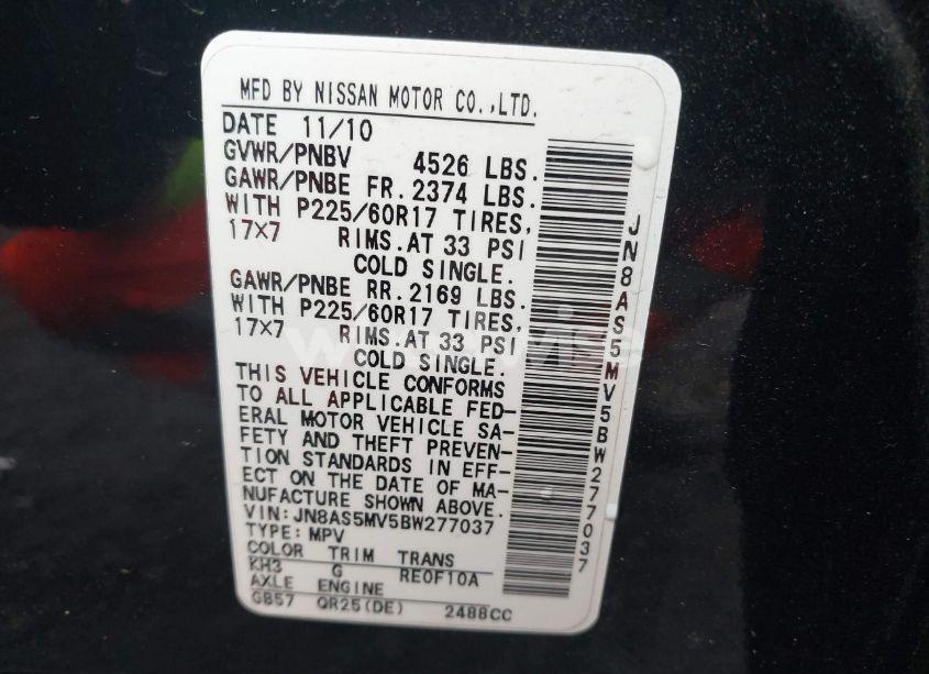 Photo 9 of 2011 Nissan Rogue SV (VIN JN8AS5MV5BW277037)