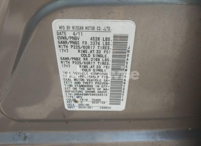 Photo 9 of 2011 Nissan Rogue SV (VIN JN8AS5MV5BW298518)