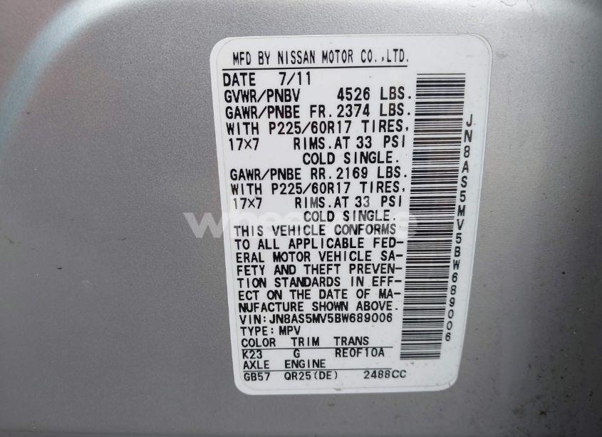 Photo 9 of 2011 Nissan Rogue SV (VIN JN8AS5MV5BW689006)