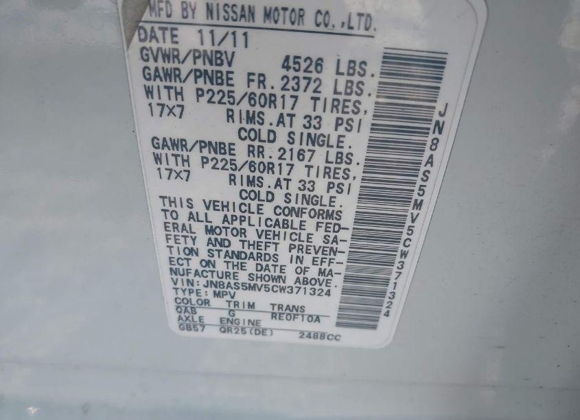 Photo 9 of 2012 Nissan Rogue SV (VIN JN8AS5MV5CW371324)