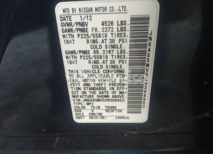 Photo 9 of 2012 Nissan Rogue SV W/SL PKG (VIN JN8AS5MV5CW389953)