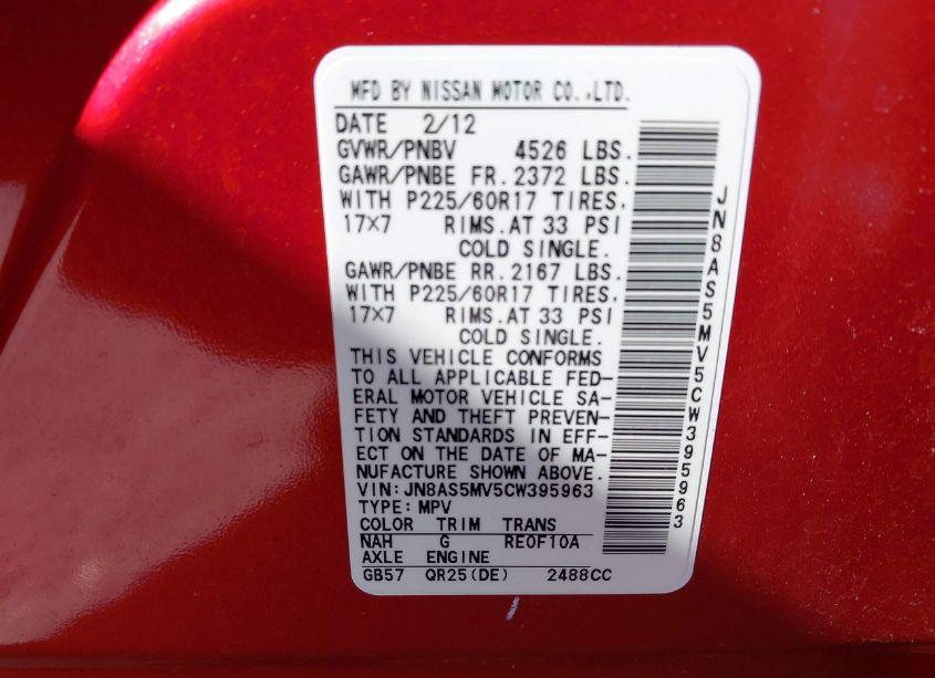 Photo 9 of 2012 Nissan Rogue SV (VIN JN8AS5MV5CW395963)