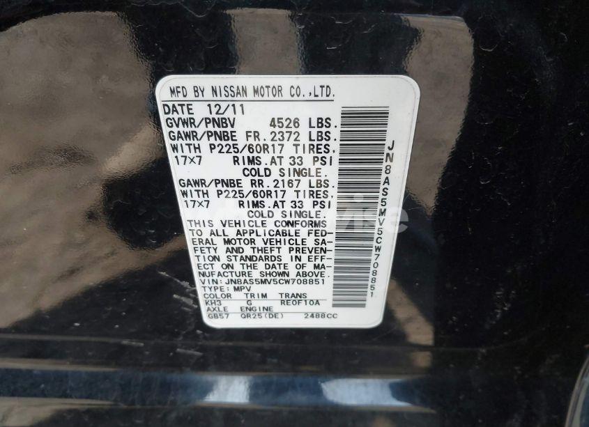 Photo 9 of 2012 Nissan Rogue SV (VIN JN8AS5MV5CW708851)