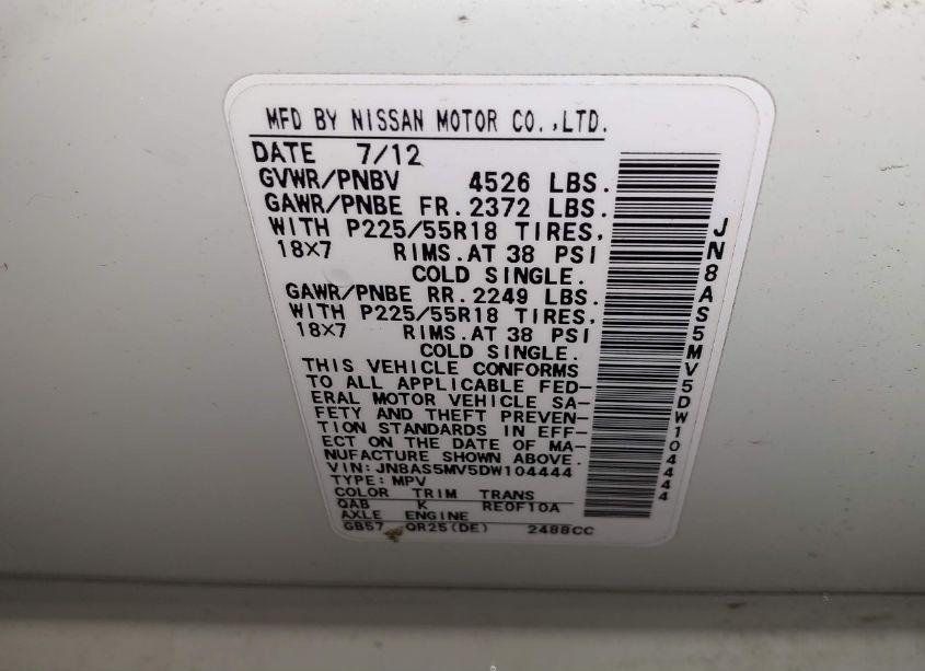 Photo 9 of 2013 Nissan Rogue SV W/SL PKG (VIN JN8AS5MV5DW104444)