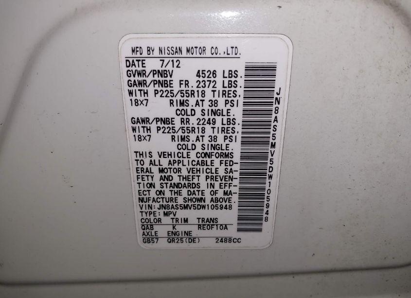 Photo 9 of 2013 Nissan Rogue SV W/SL PKG (VIN JN8AS5MV5DW105948)