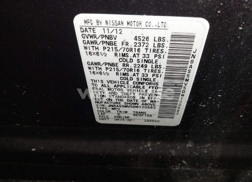 Photo 9 of 2013 Nissan Rogue S (VIN JN8AS5MV5DW120563)