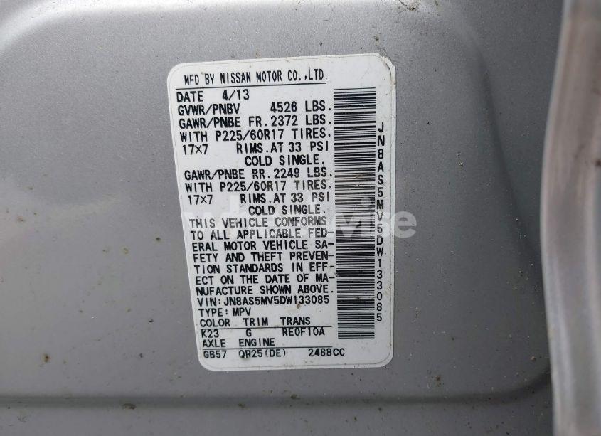 Photo 9 of 2013 Nissan Rogue SV (VIN JN8AS5MV5DW133085)