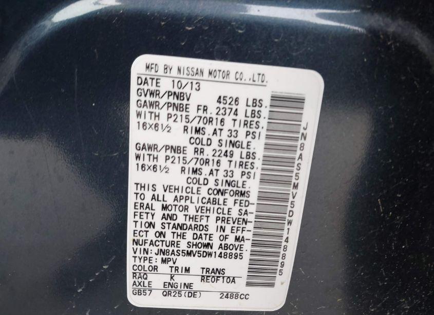 Photo 9 of 2013 Nissan Rogue S (VIN JN8AS5MV5DW148895)