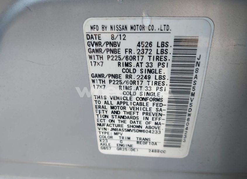 Photo 9 of 2013 Nissan Rogue SV (VIN JN8AS5MV5DW604233)