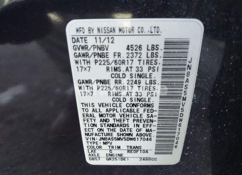 Photo 9 of 2013 Nissan Rogue SV (VIN JN8AS5MV5DW617046)