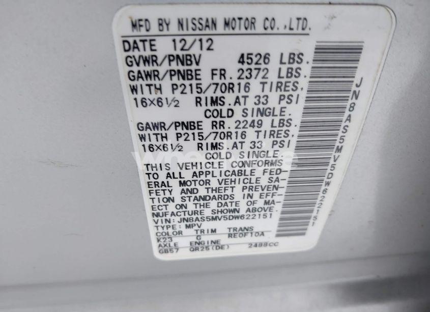 Photo 9 of 2013 Nissan Rogue S (VIN JN8AS5MV5DW622151)