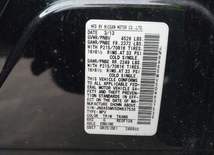 Photo 9 of 2013 Nissan Rogue S (VIN JN8AS5MV5DW637538)