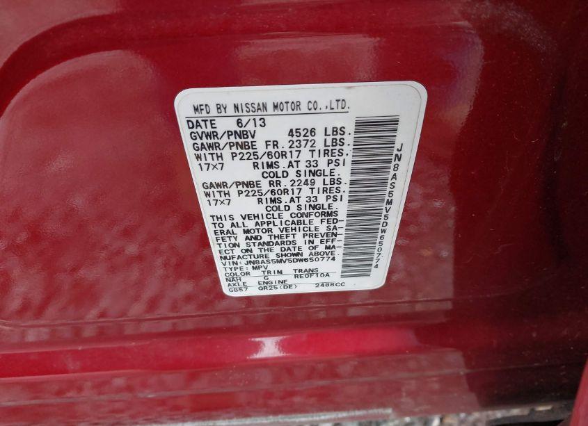 Photo 9 of 2013 Nissan Rogue SV (VIN JN8AS5MV5DW650774)