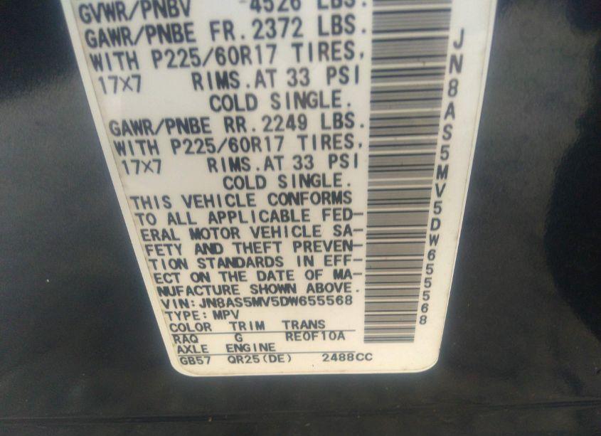 Photo 9 of 2013 Nissan Rogue SV (VIN JN8AS5MV5DW655568)