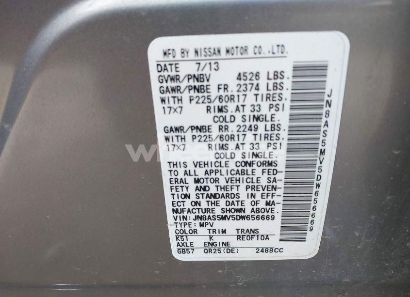 Photo 9 of 2013 Nissan Rogue SV (VIN JN8AS5MV5DW656669)