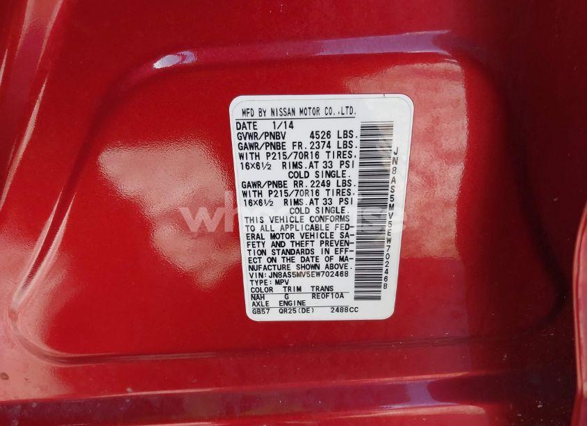 Photo 9 of 2014 Nissan Rogue SELECT S (VIN JN8AS5MV5EW702468)