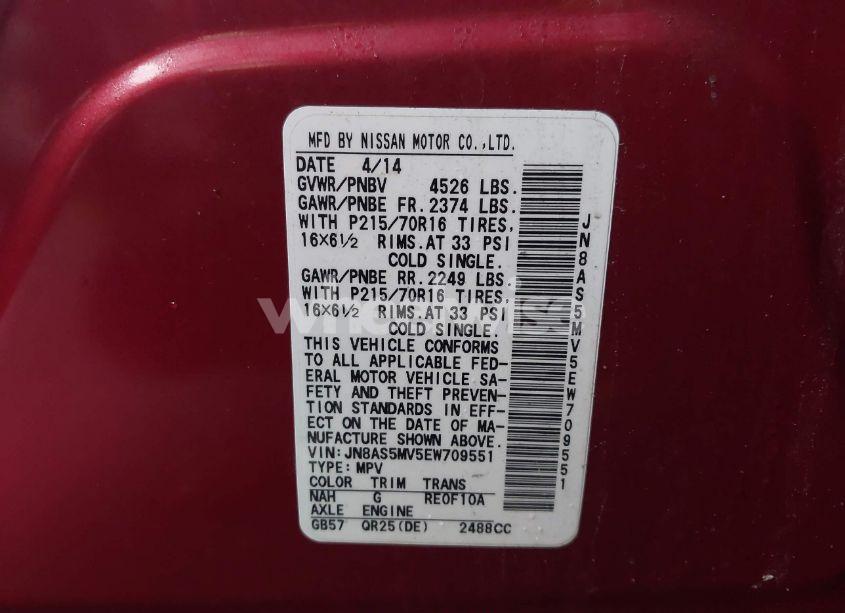 Photo 9 of 2014 Nissan Rogue SELECT S (VIN JN8AS5MV5EW709551)