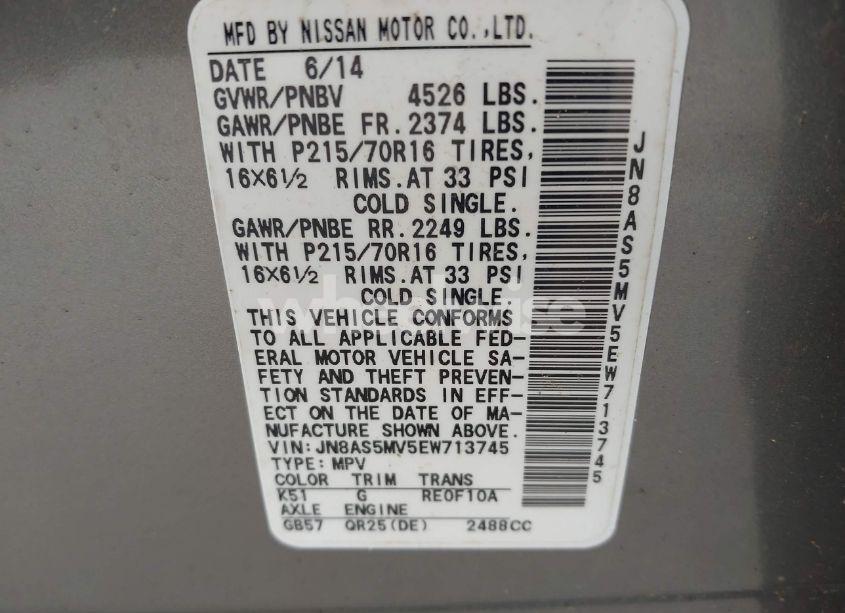 Photo 9 of 2014 Nissan Rogue SELECT S (VIN JN8AS5MV5EW713745)