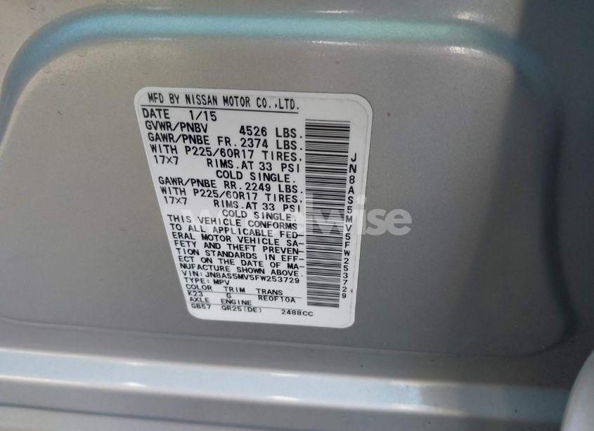 Photo 9 of 2015 Nissan Rogue SELECT S (VIN JN8AS5MV5FW253729)