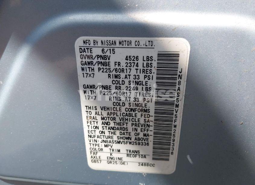 Photo 9 of 2015 Nissan Rogue SELECT S (VIN JN8AS5MV5FW259336)