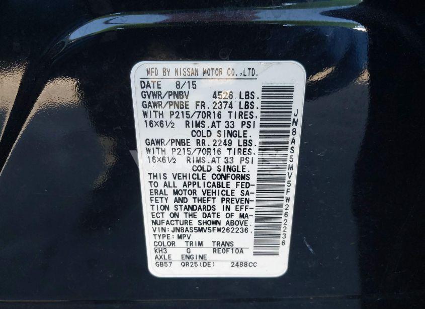 Photo 9 of 2015 Nissan Rogue SELECT S (VIN JN8AS5MV5FW262236)