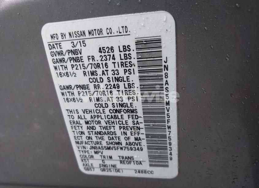 Photo 9 of 2015 Nissan Rogue SELECT S (VIN JN8AS5MV5FW759349)