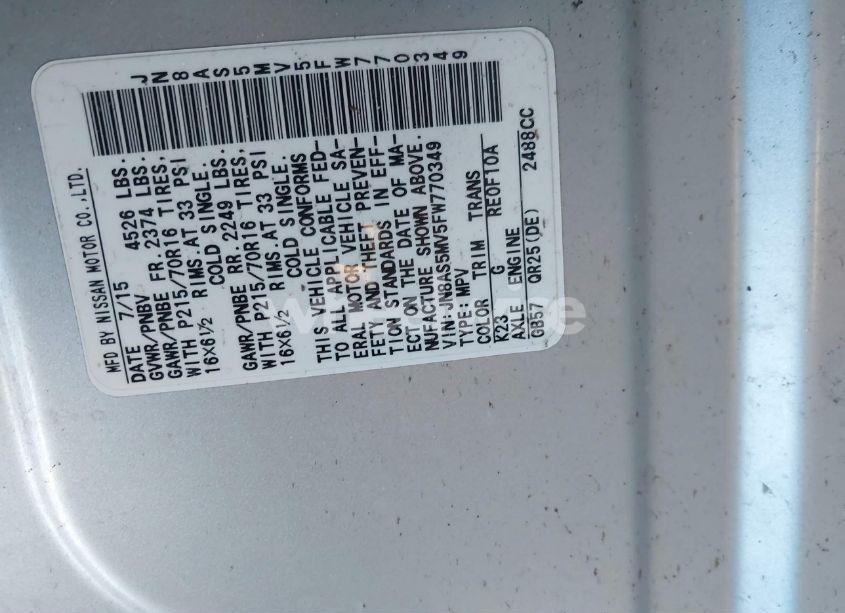 Photo 9 of 2015 Nissan Rogue SELECT S (VIN JN8AS5MV5FW770349)