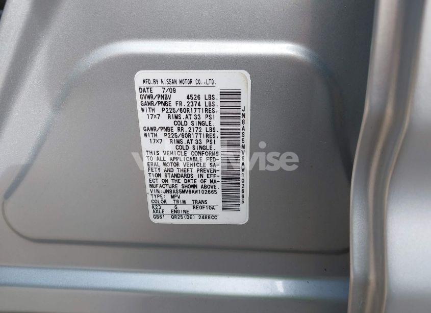 Photo 9 of 2010 Nissan Rogue SL (VIN JN8AS5MV6AW102665)